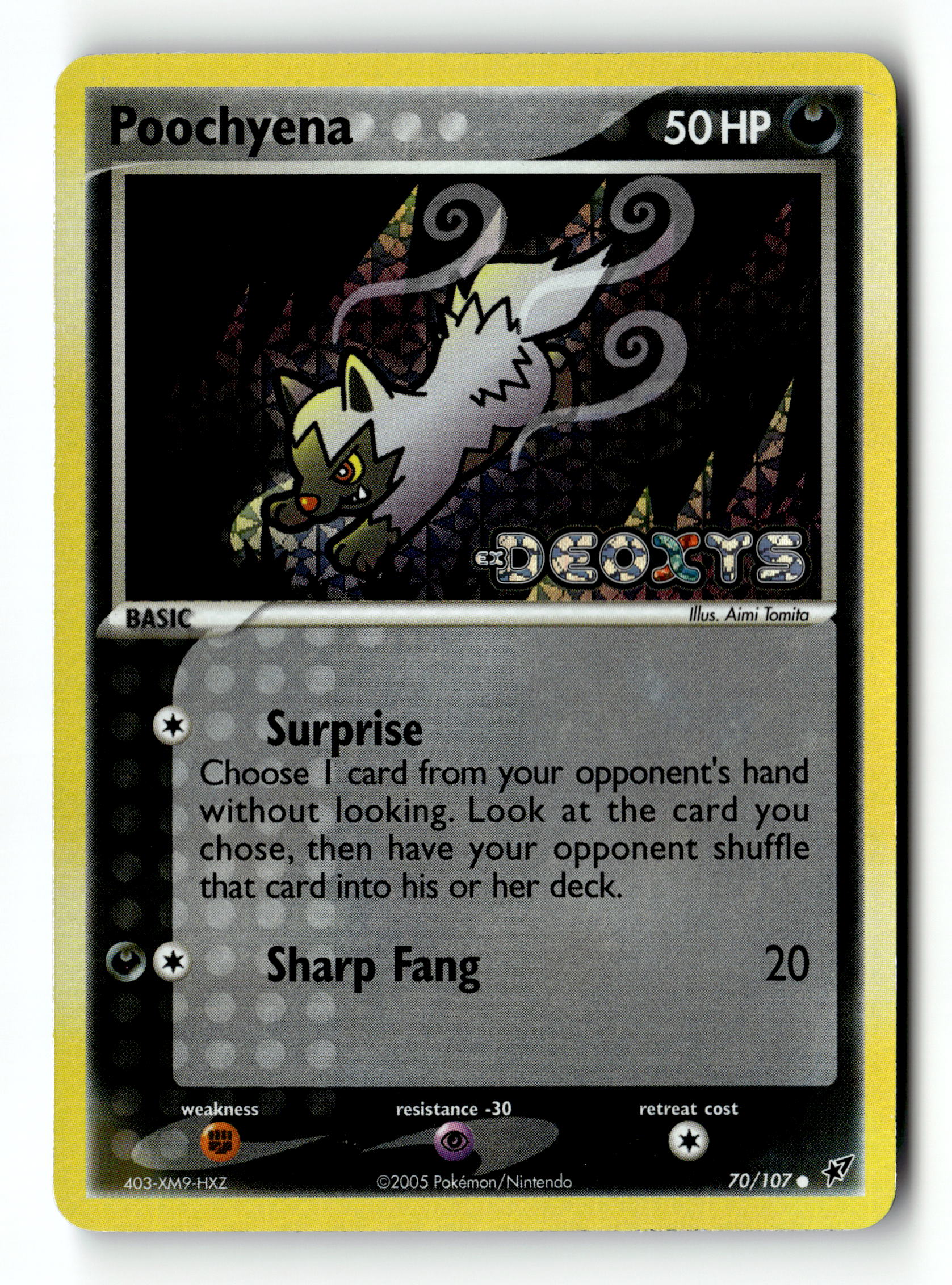 2005 Pokemon Deoxys 70/107 Poochyena Reverse Stamped