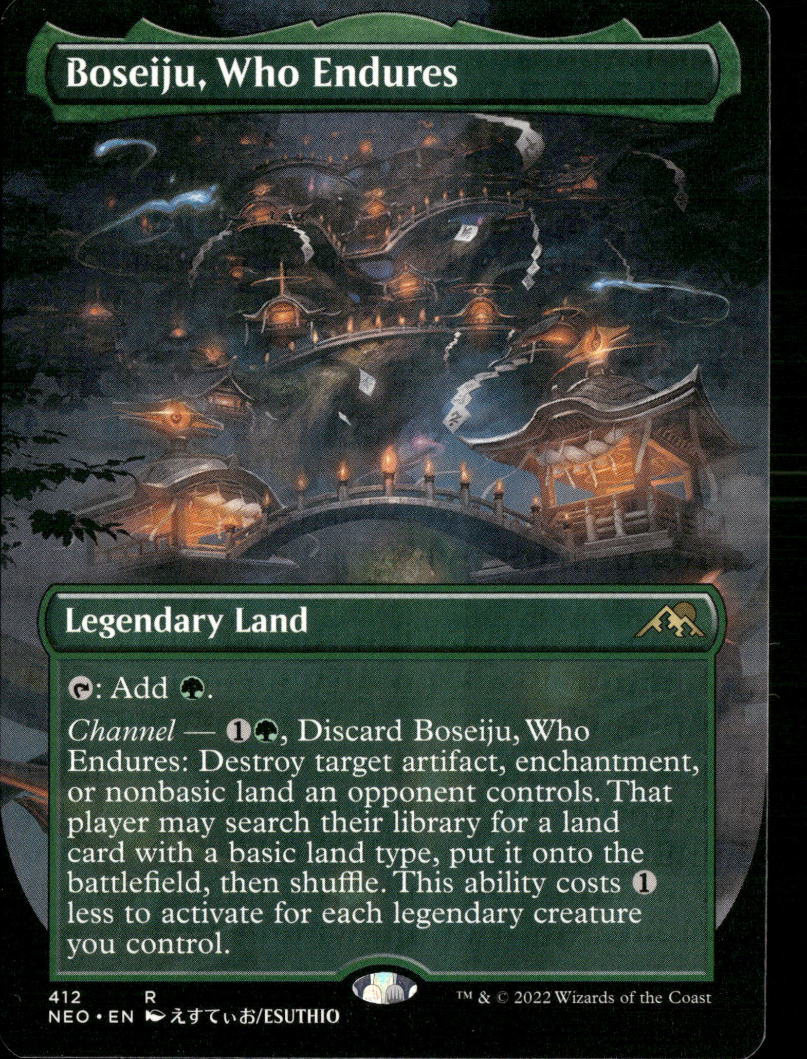 Magic The Gathering Kamigawa: Neon Dynasty 412 Boseiju, Who Endures (Borderless) R NM