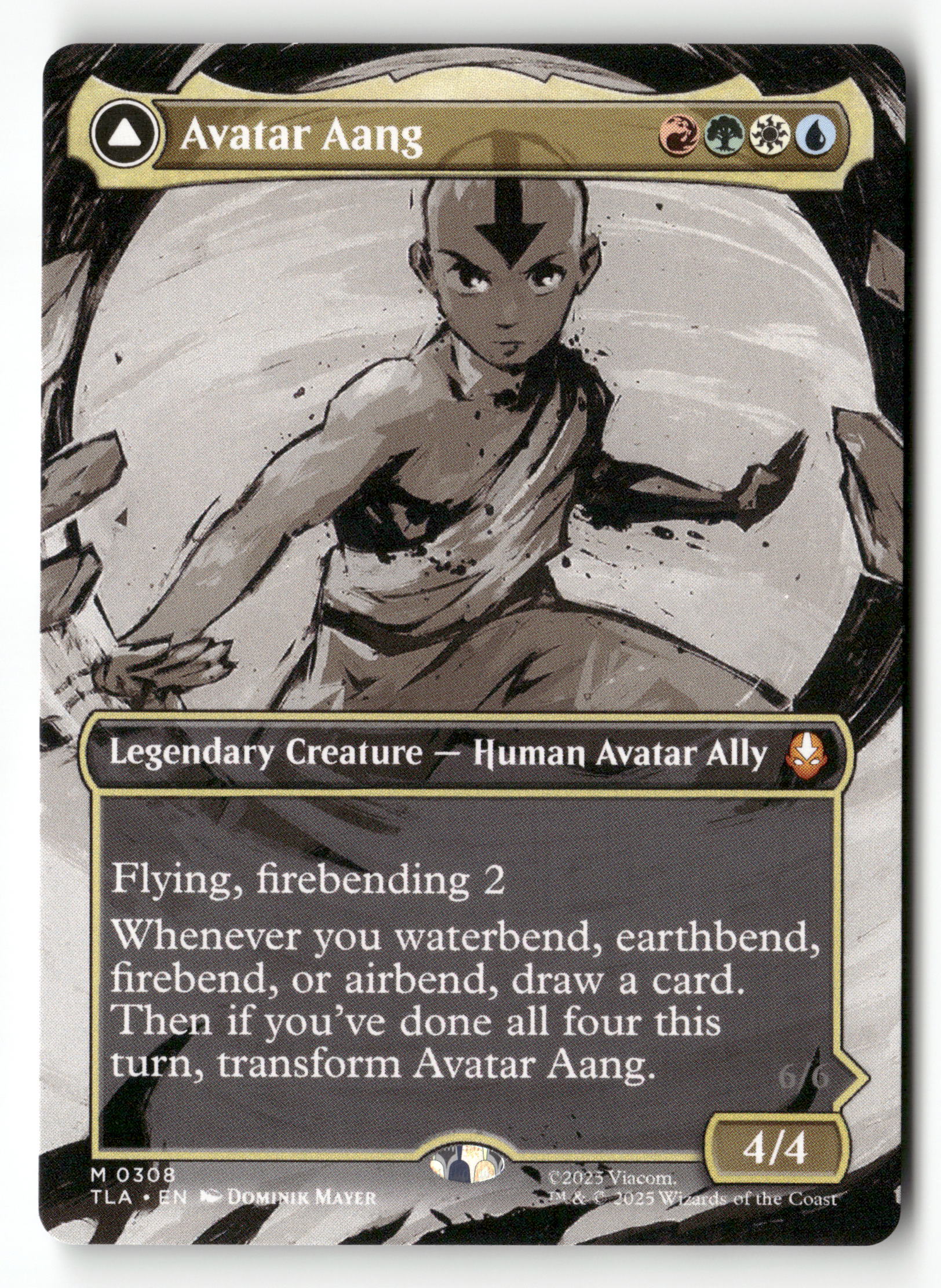 Magic The Gathering Avatar: The Last Airbender 308 Avatar Aang (Borderless) M NM (Back)