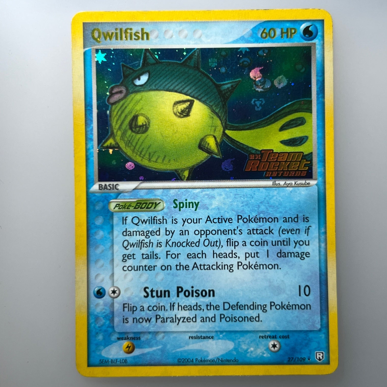 2004 Pokemon Team Rocket Returns 27/109 Qwilfish Rare Reverse Foil Stamped *LP*