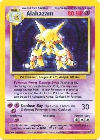 1999 Pokemon Base Set 001/102 Alakazam Holo Rare