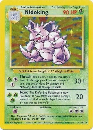1999 Pokemon Base Set 011/102 Nidoking Holo Rare