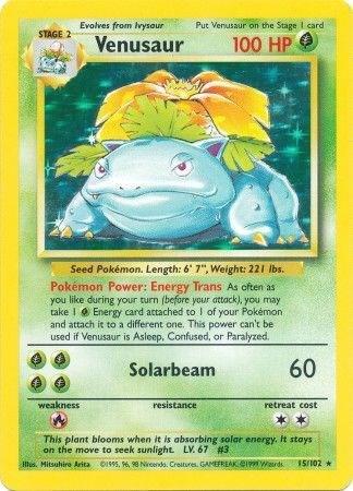 1999 Pokemon Base Set 015/102 Venusaur Holo Rare