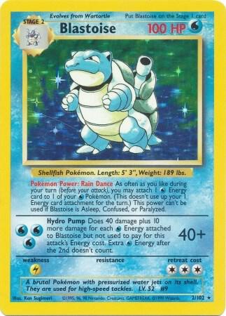 1999 Pokemon Base Set 002/102 Blastoise Holo Rare