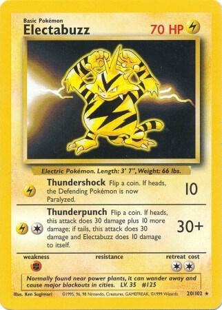 1999 Pokemon Base Set 020/102 Electabuzz Rare