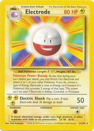 1999 Pokemon Base Set 021/102 Electrode Rare