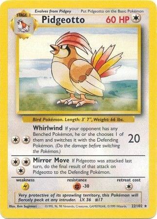 1999 Pokemon Base Set 022/102 Pidgeotto Rare