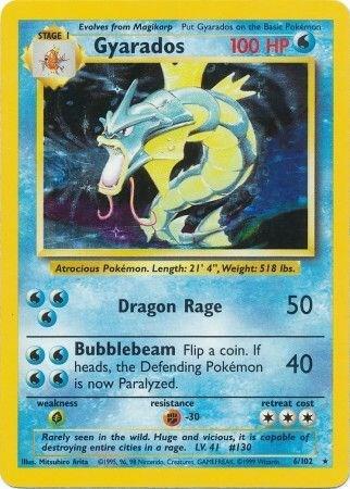 1999 Pokemon Base Set 006/102 Gyarados Holo Rare