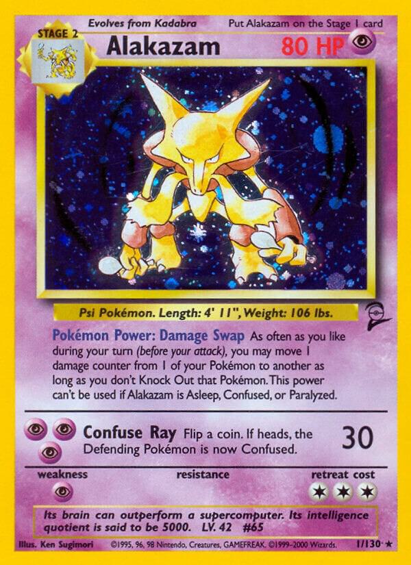 2000 Pokemon Base Set 2 001/130 Alakazam Holo Rare