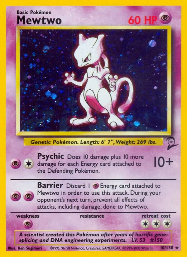 2000 Pokemon Base Set 2 010/130 Mewtwo Holo Rare