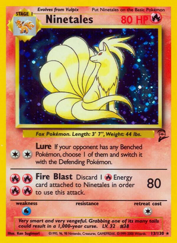 2000 Pokemon Base Set 2 013/130 Ninetales Holo Rare