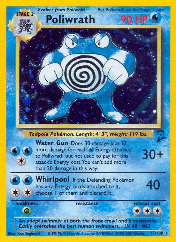 2000 Pokemon Base Set 2 015/130 Poliwrath Holo Rare