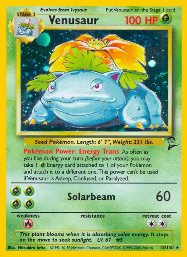 2000 Pokemon Base Set 2 018/130 Venusaur Holo Rare