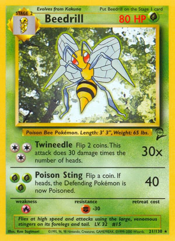 2000 Pokemon Base Set 2 021/130 Beedrill Rare