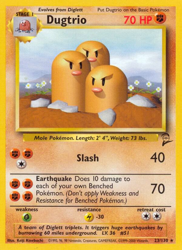 2000 Pokemon Base Set 2 023/130 Dugtrio Rare