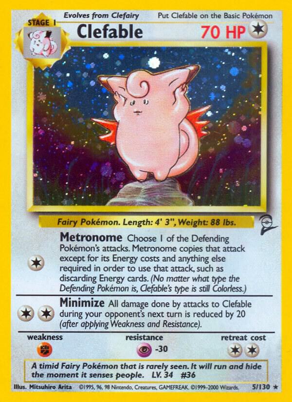 2000 Pokemon Base Set 2 005/130 Clefable Holo Rare