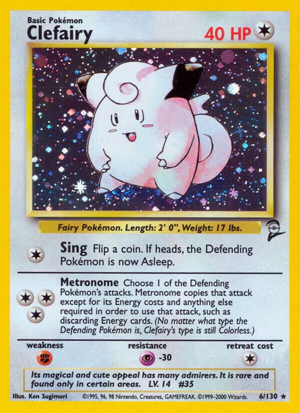 2000 Pokemon Base Set 2 006/130 Clefairy Holo Rare