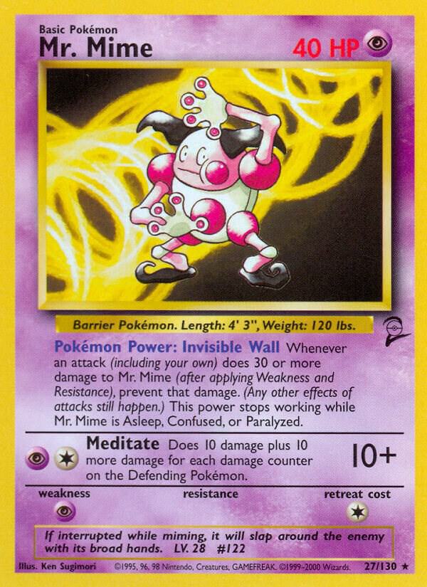2000 Pokemon Base Set 2 027/130 Mr. Mime Rare