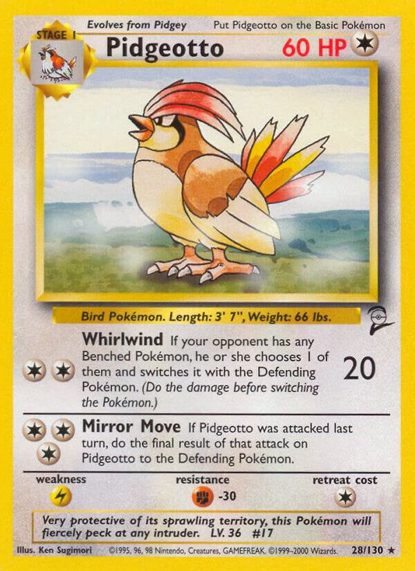 2000 Pokemon Base Set 2 028/130 Pidgeotto Rare