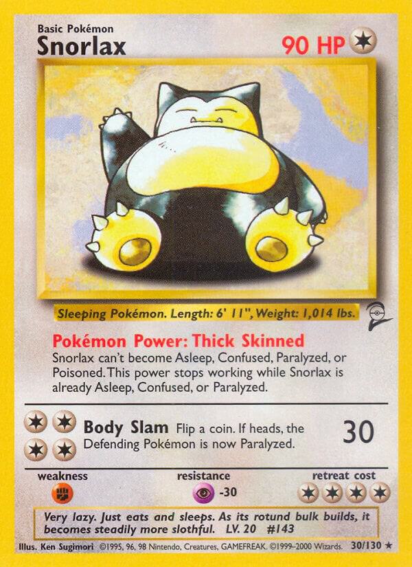 2000 Pokemon Base Set 2 030/130 Snorlax Rare