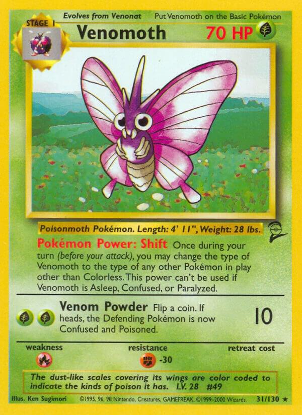 2000 Pokemon Base Set 2 031/130 Venomoth Rare