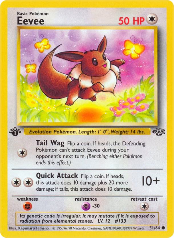 1999 Pokemon Jungle 51/64 Eevee 1st Edition Common LP