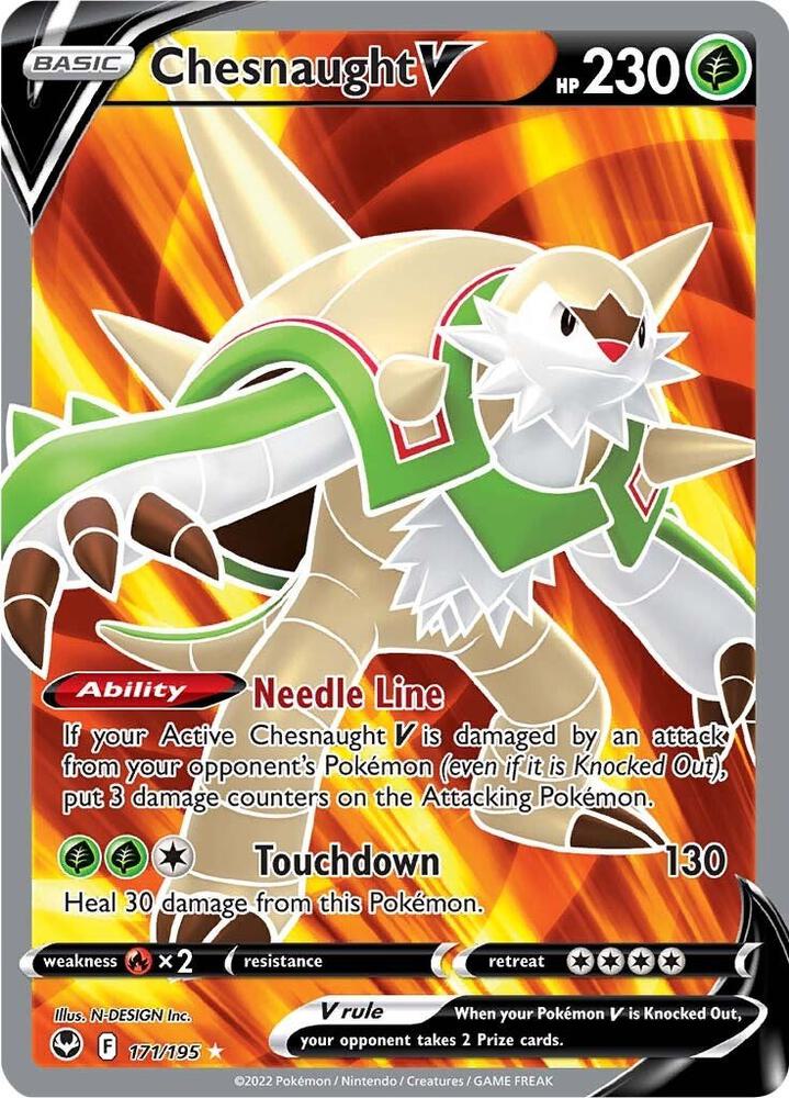 2022 Pokemon SWSH12: Silver Tempest 171/195 Chesnaught V (Full Art) Ultra Rare