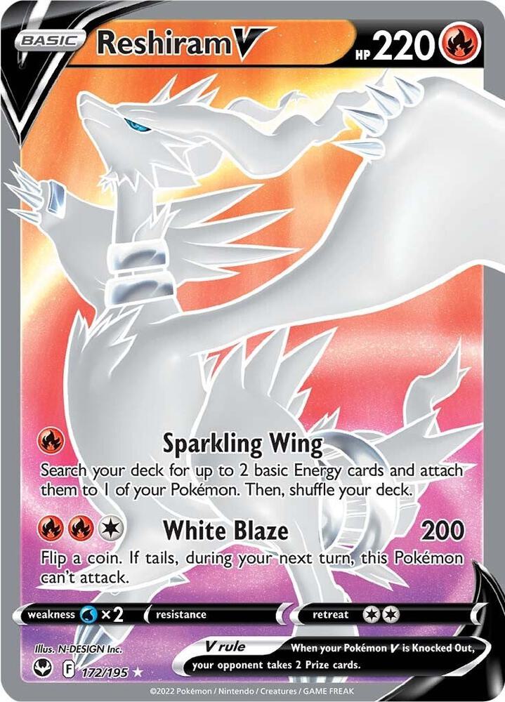 2022 Pokemon SWSH12: Silver Tempest 172/195 Reshiram V (Full Art) Ultra Rare
