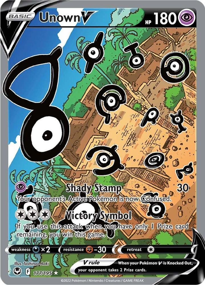 2022 Pokemon SWSH12: Silver Tempest 177/195 Unown V (Alternate Full Art) Ultra Rare