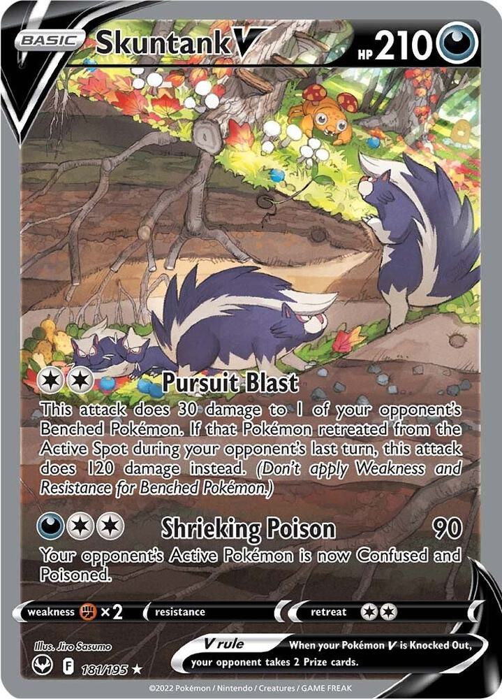 2022 Pokemon SWSH12: Silver Tempest 181/195 Skuntank V (Alternate Full Art) Ultra Rare