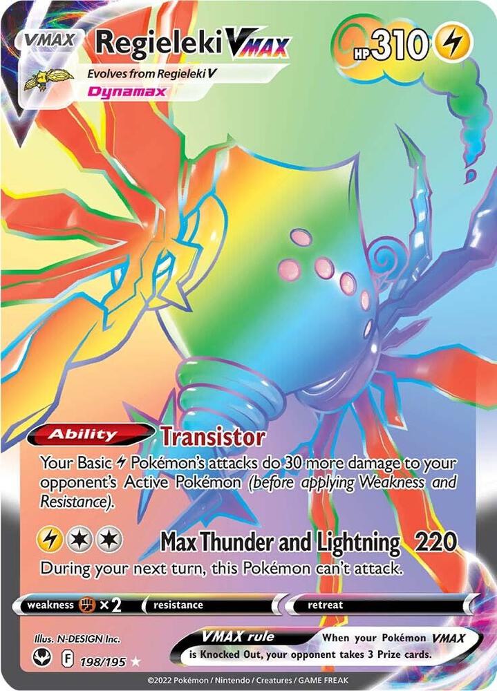 2022 Pokemon SWSH12: Silver Tempest 198/195 Regieleki VMAX (Secret) Secret Rare