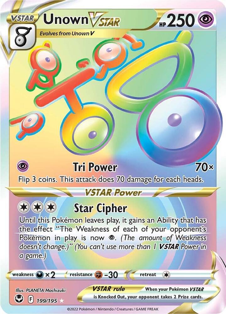 2022 Pokemon SWSH12: Silver Tempest 199/195 Unown VSTAR (Secret) Secret Rare
