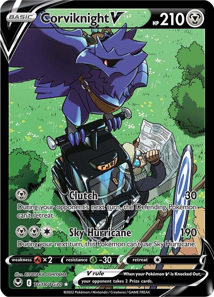 2022 Pokemon SWSH12: Silver Tempest Trainer Gallery TG18/TG30 Corviknight V Ultra Rare
