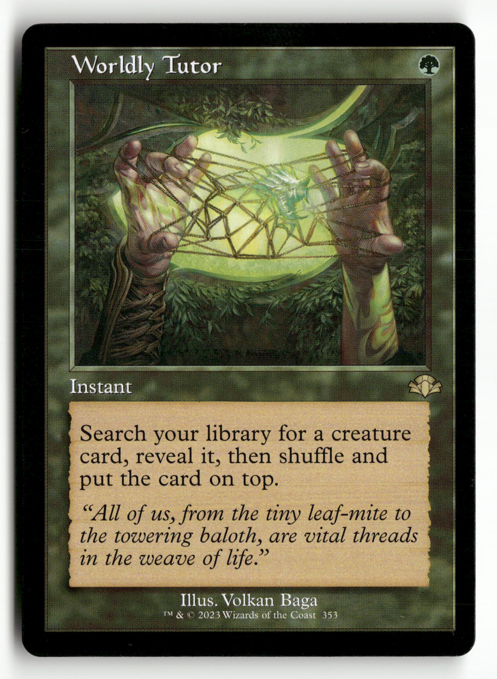 MTG Dominaria Remastered 353 Worldly Tutor (Retro Frame) R NM