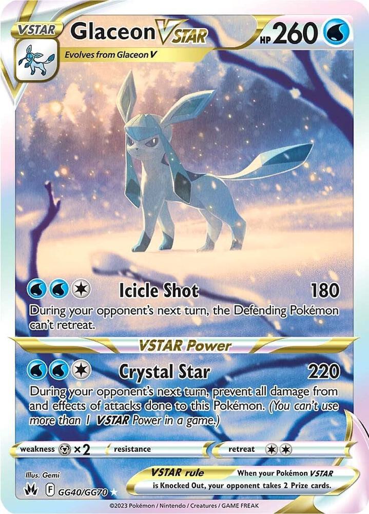 2023 Pokemon Crown Zenith: Galarian Gallery GG40/GG70 Glaceon VSTAR Ultra Rare