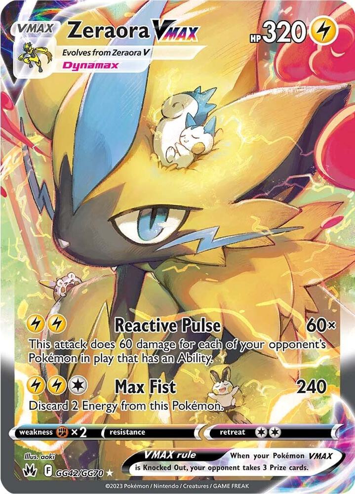 2023 Pokemon Crown Zenith: Galarian Gallery GG42/GG70 Zeraora VMAX Ultra Rare