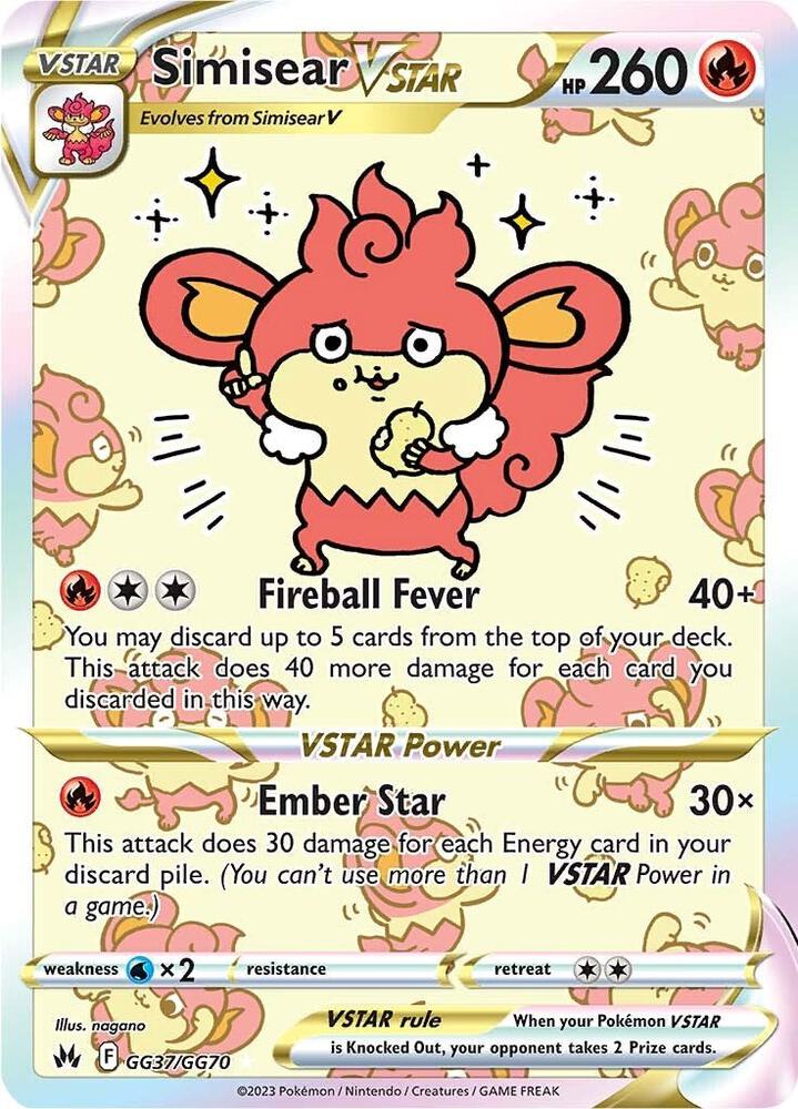 2023 Pokemon Crown Zenith: Galarian Gallery GG37/GG70 Simisear VSTAR Ultra Rare