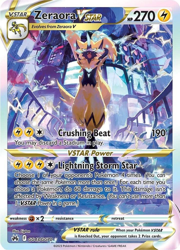 2023 Pokemon Crown Zenith: Galarian Gallery GG43/GG70 Zeraora VSTAR Ultra Rare