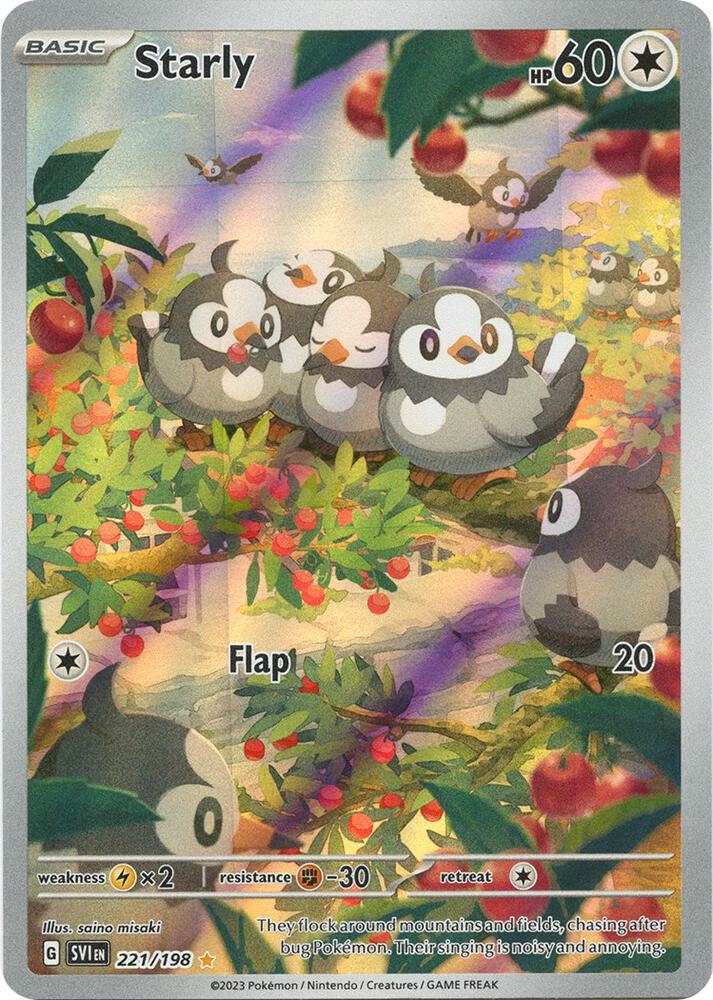 2023 Pokemon SV01: Scarlet & Violet Base Set Starly - 221/198 Illustration Rare