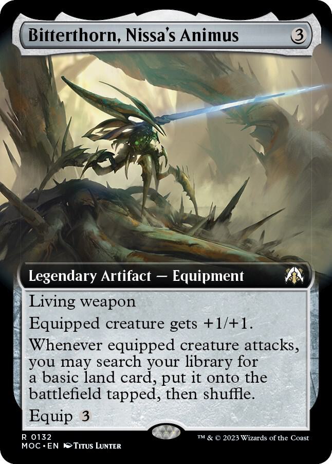 MTG March of the Machine 132 Bitterthorn, Nissa's Animus (Extended Art) R NM