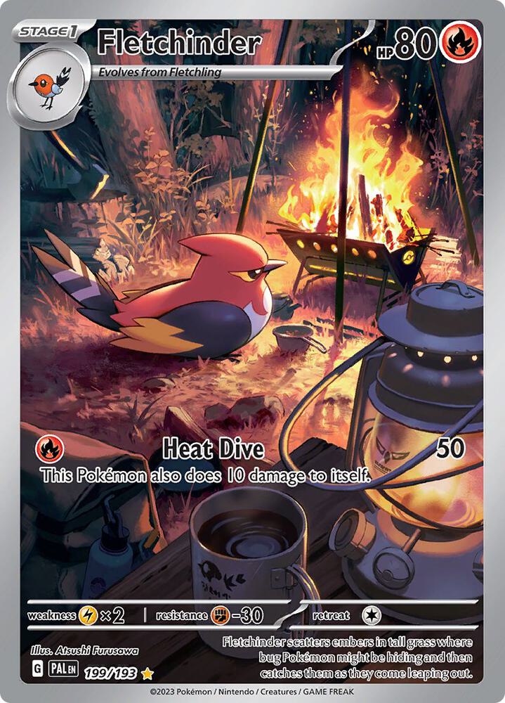 2023 Pokemon SV02: Paldea Evolved Fletchinder - 199/193 Illustration Rare