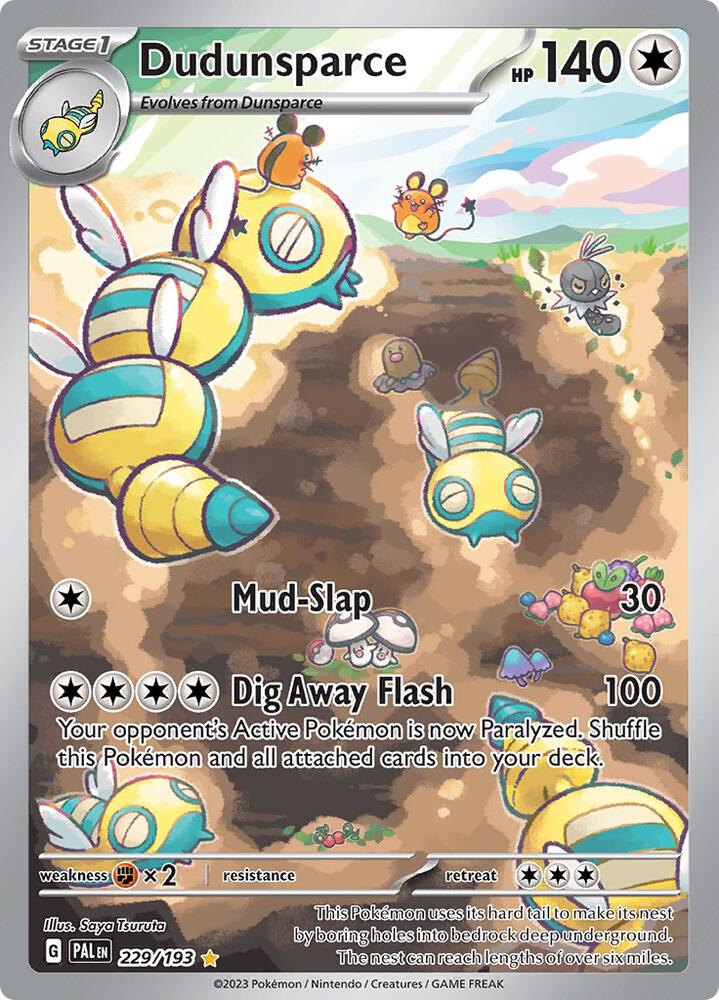 2023 Pokemon SV02: Paldea Evolved Dudunsparce - 229/193 Illustration Rare