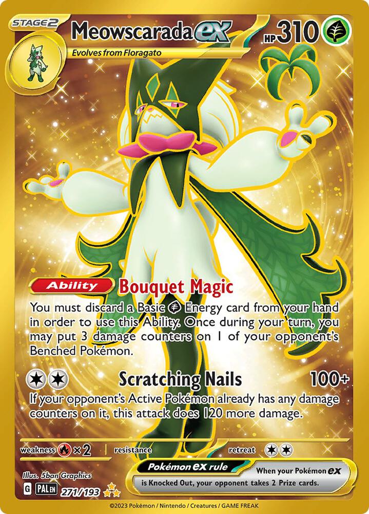 2023 Pokemon SV02: Paldea Evolved Meowscarada ex - 271/193 Hyper Rare