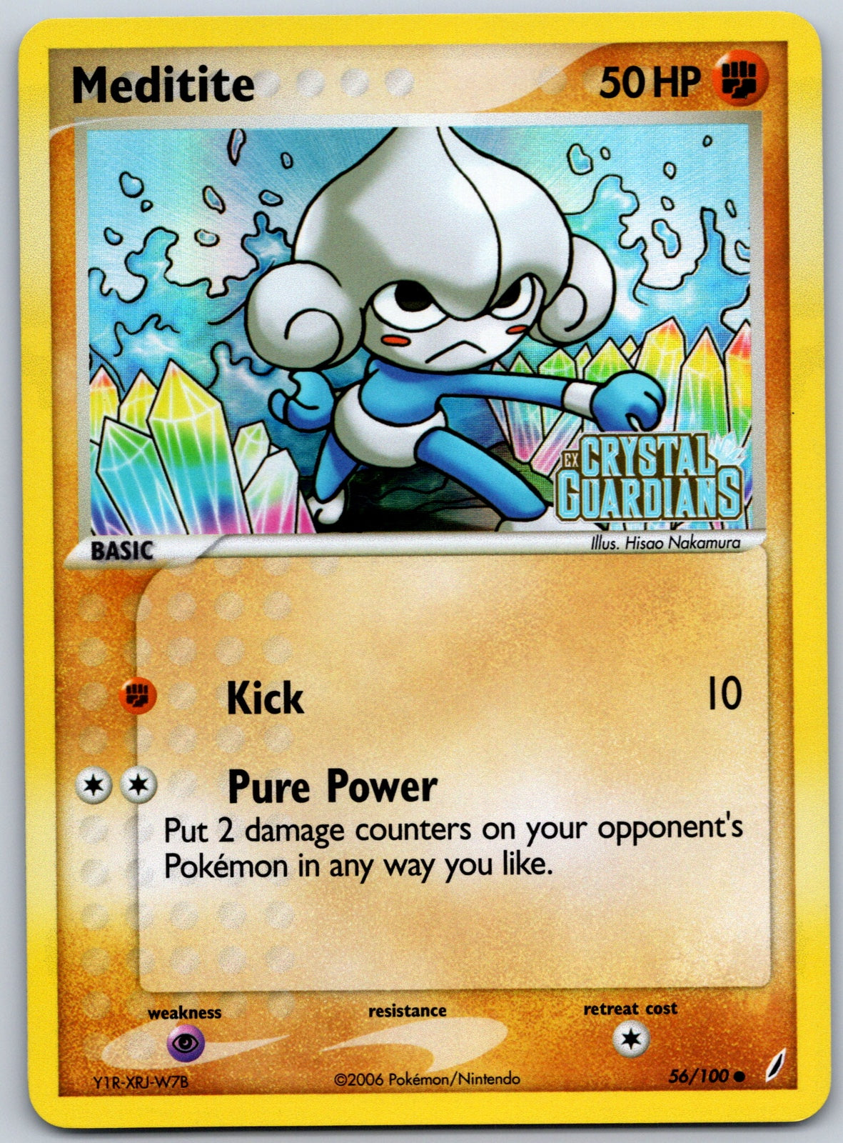 2006 Pokemon Crystal Guardians 56/100 Meditite Common Reverse Foil Stamped