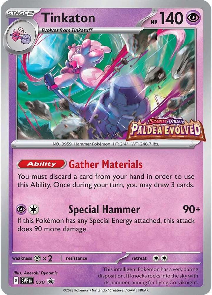 2023 Pokemon SV: Scarlet & Violet Promo Cards Tinkaton - 020 (Prerelease) Promo