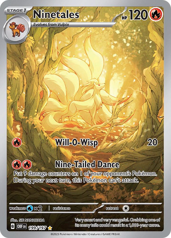 2023 Pokemon SV03: Obsidian Flames Ninetales -199/197 Illustration Rare