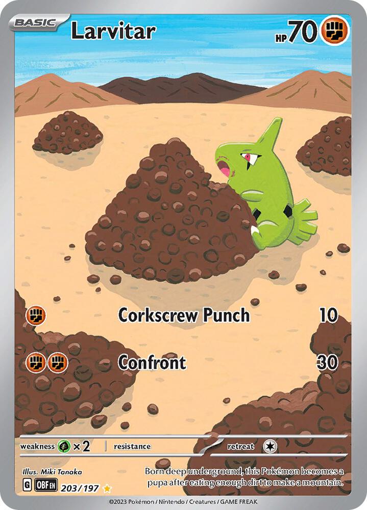 2023 Pokemon SV03: Obsidian Flames Larvitar - 203/197 Illustration Rare