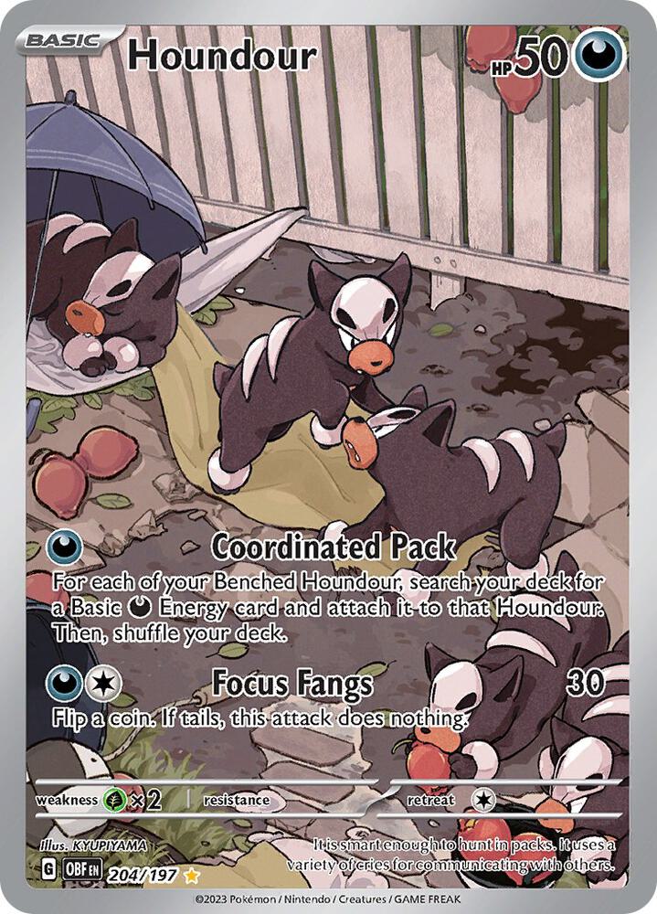 2023 Pokemon SV03: Obsidian Flames Houndour - 204/197 Illustration Rare