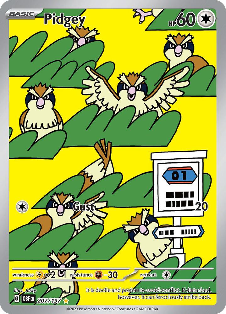 2023 Pokemon SV03: Obsidian Flames Pidgey - 207/197 Illustration Rare