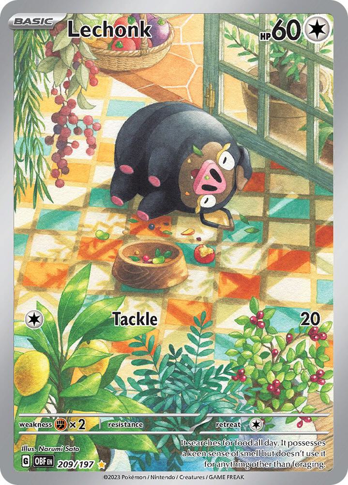 2023 Pokemon SV03: Obsidian Flames Lechonk - 209/197 Illustration Rare